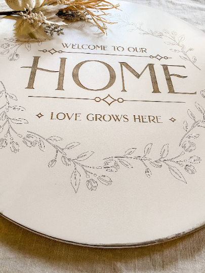 Welcome to Our Home Ivory Distressed Decorative Tray