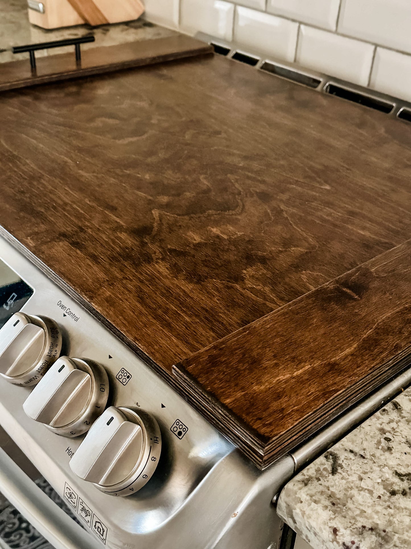Simple Wooden Noodle Board in Warm Brown, Stove Cover