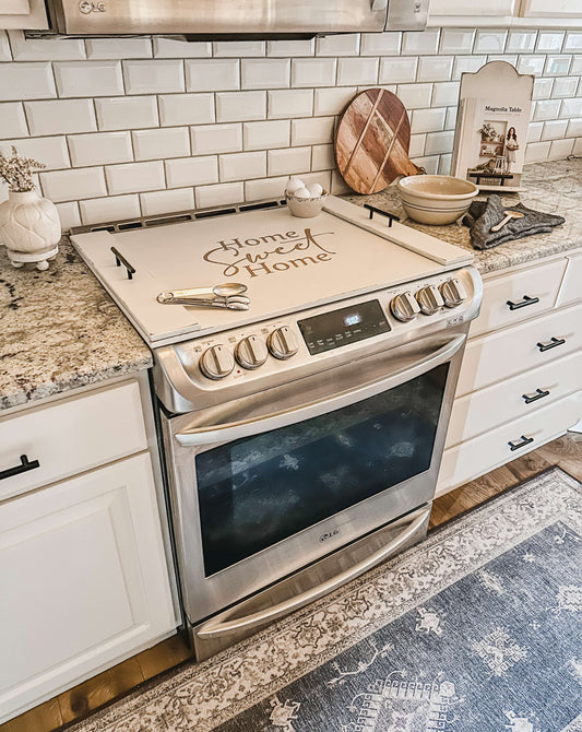 "Home Sweet Home" Stove Cover, Ivory Distressed