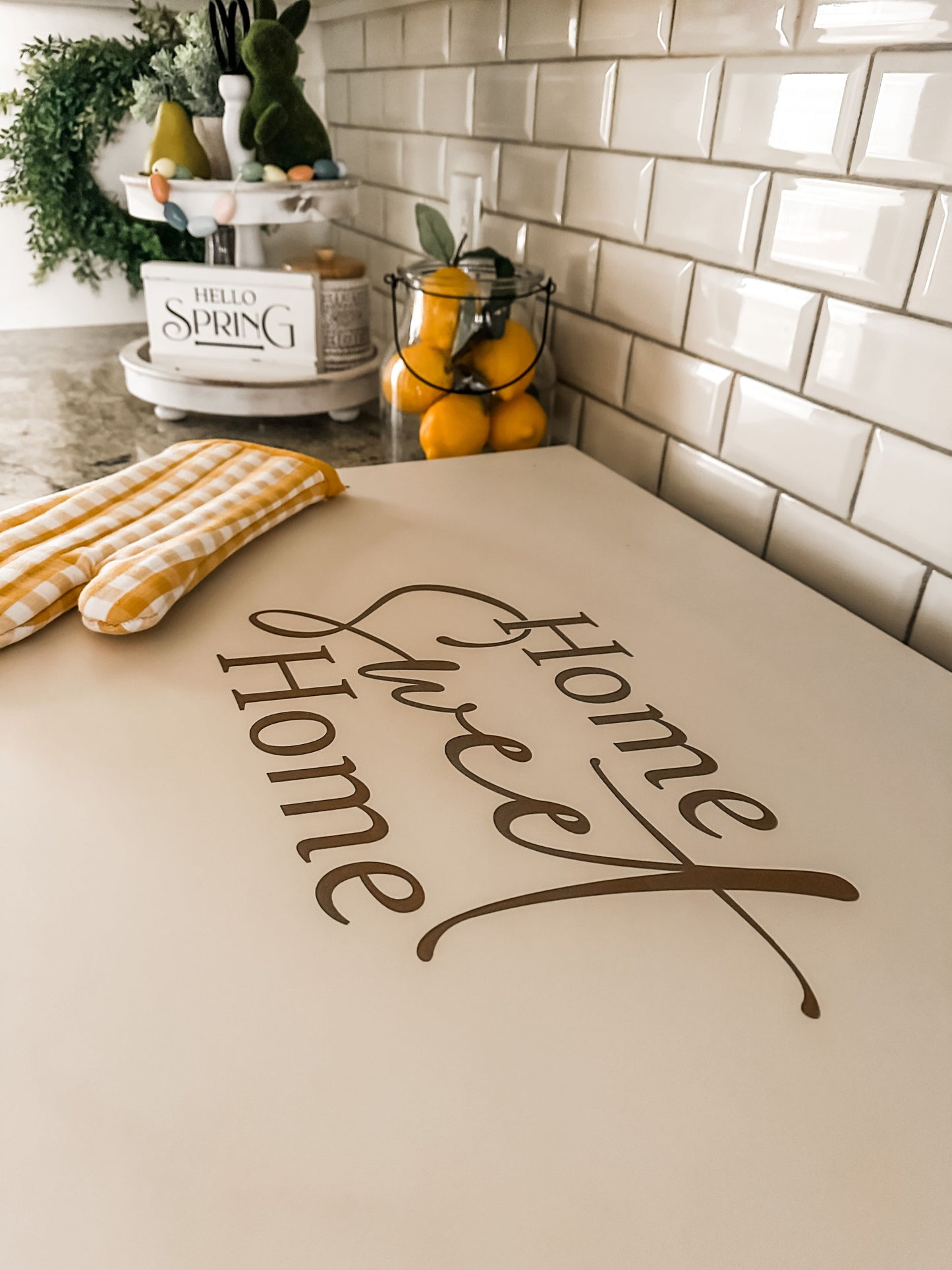 "Home Sweet Home" Stove Cover, Ivory Distressed