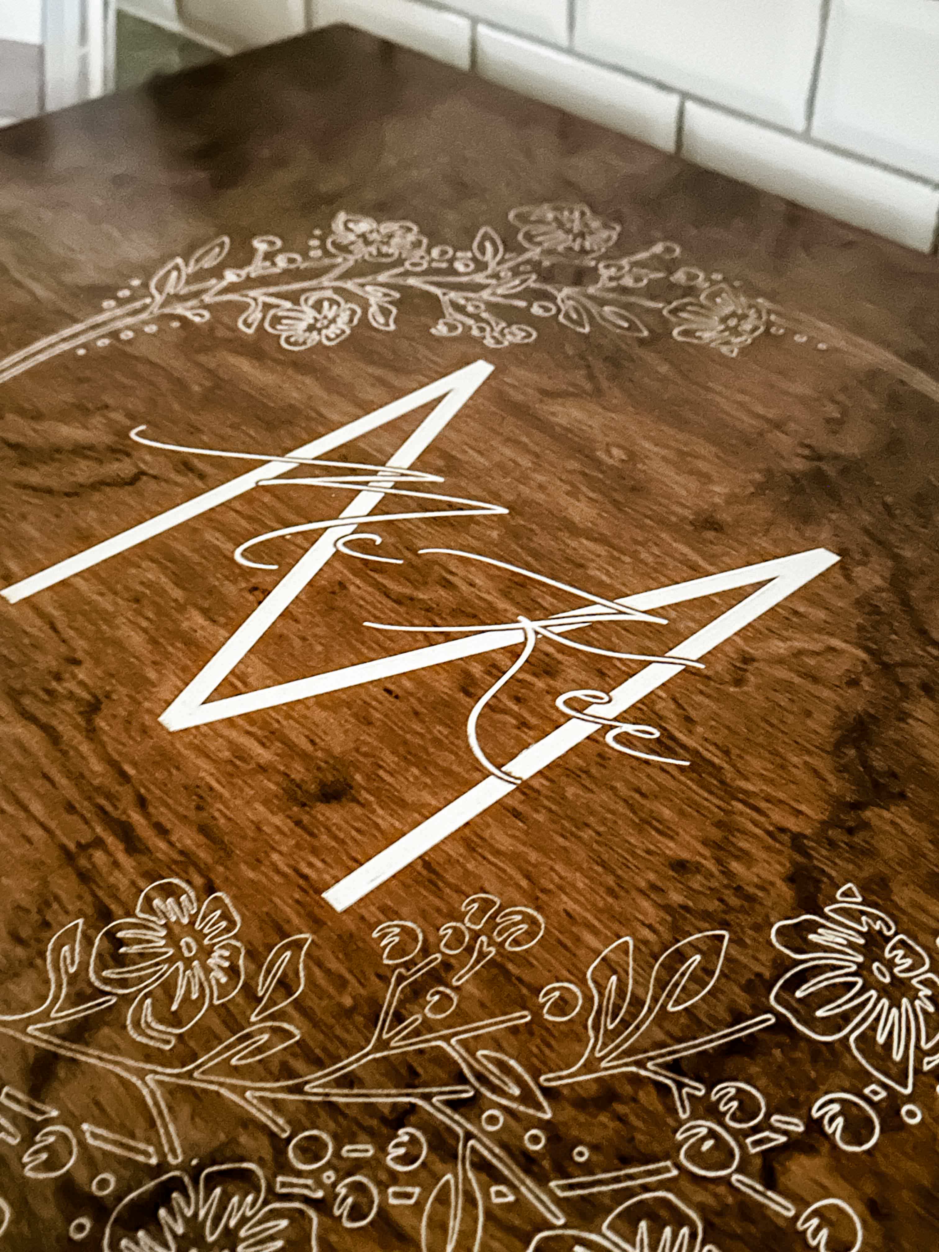 Personalized Monogram Stove Cover, Warm brown + White Script 