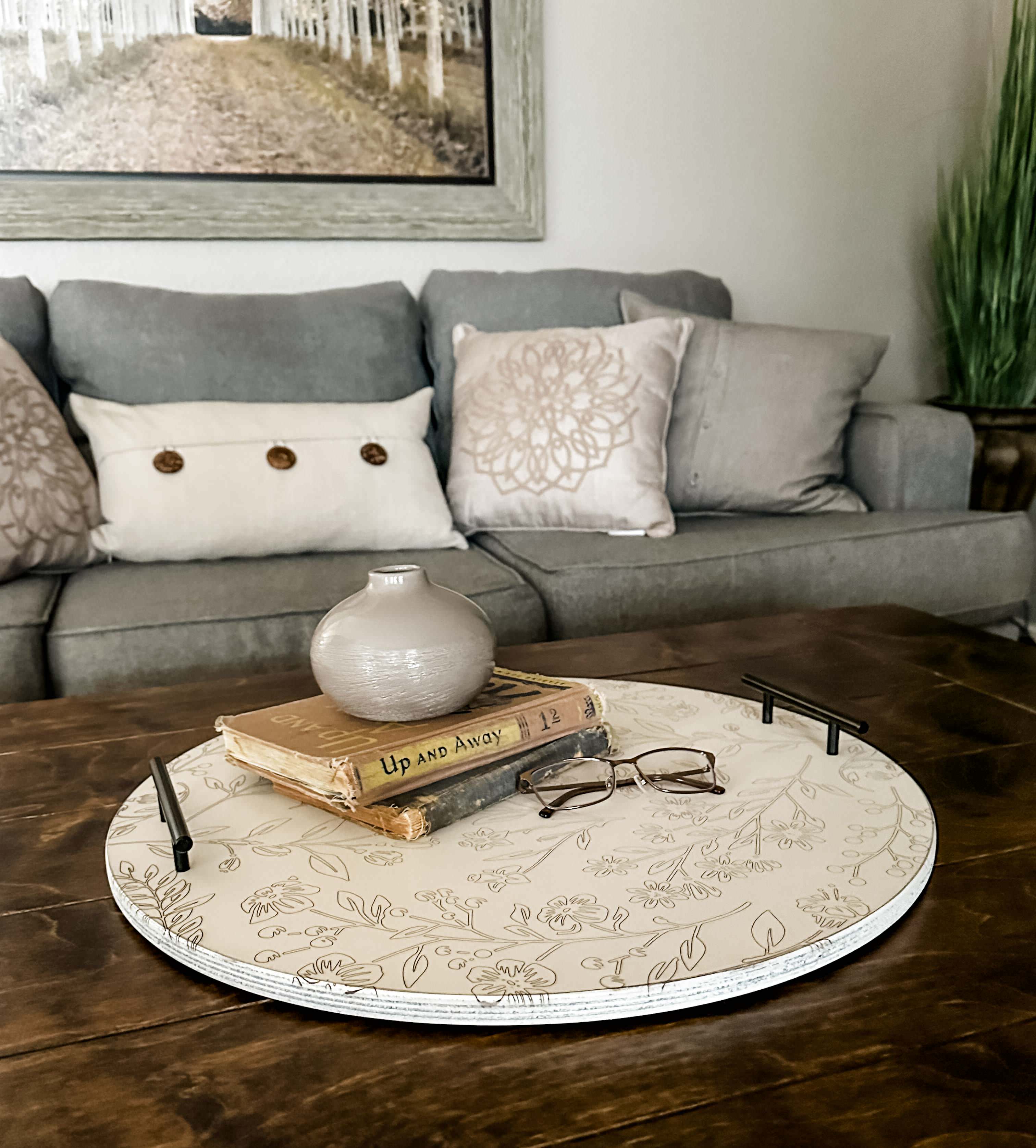 Circle ottoman clearance tray