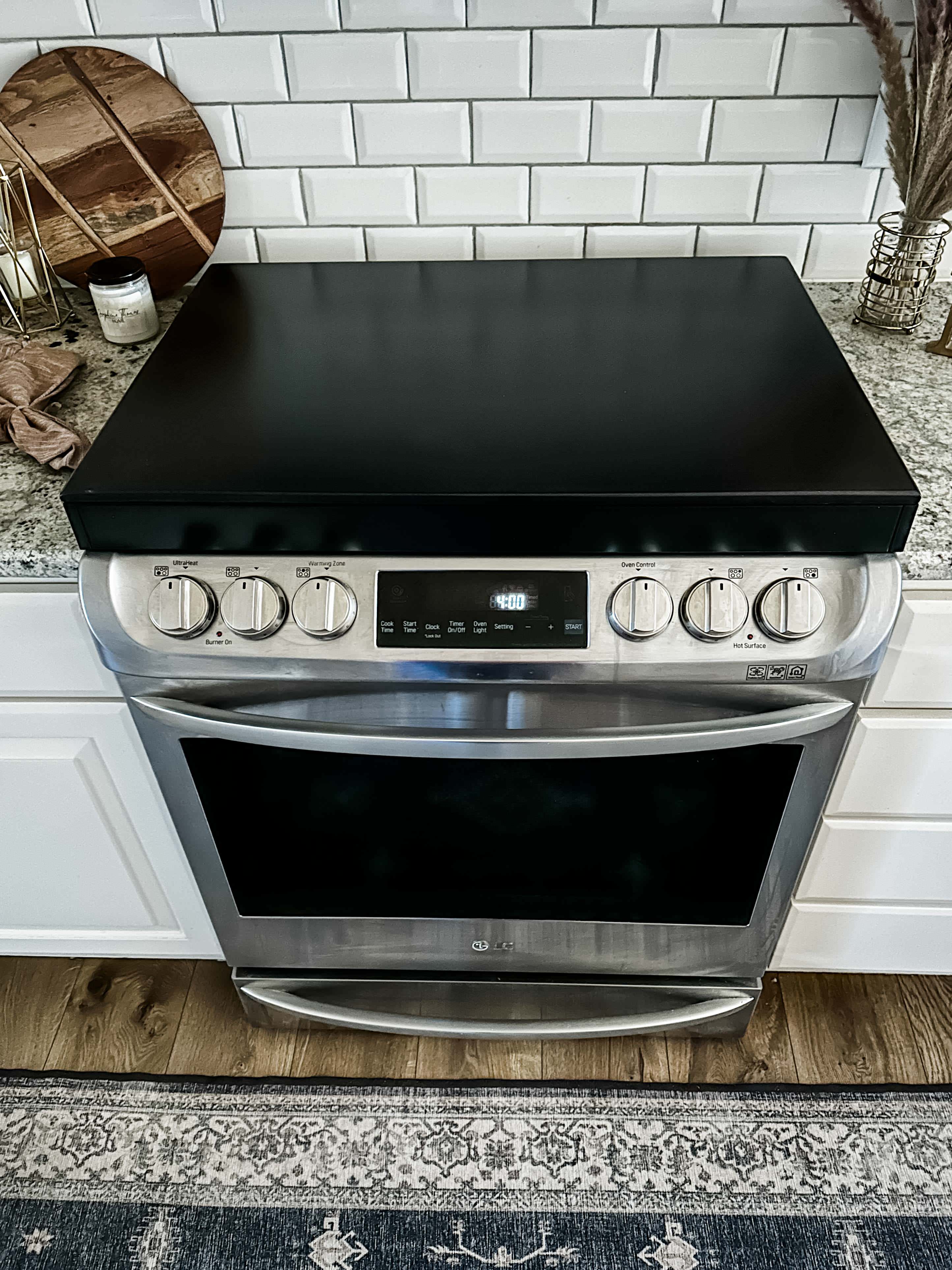 Clean and Simple Minimalist Black Stove Cover Josephine Thomas Home