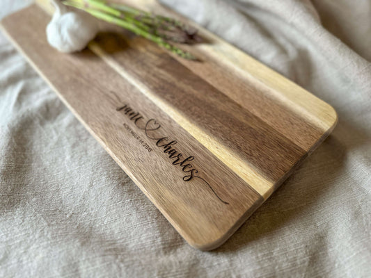 Engraved Marriage/Anniversary Cutting Board with Handle