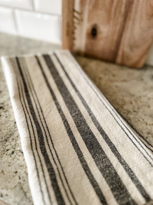 Kitchen Towel Set of Two Ivory Stripe