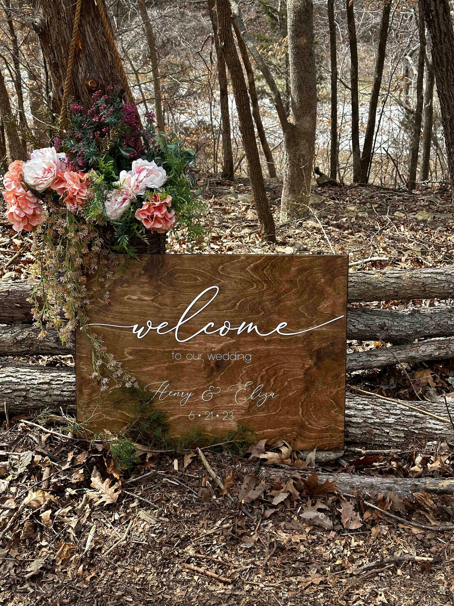 Engraved Wedding Welcome Sign, "Eliza"