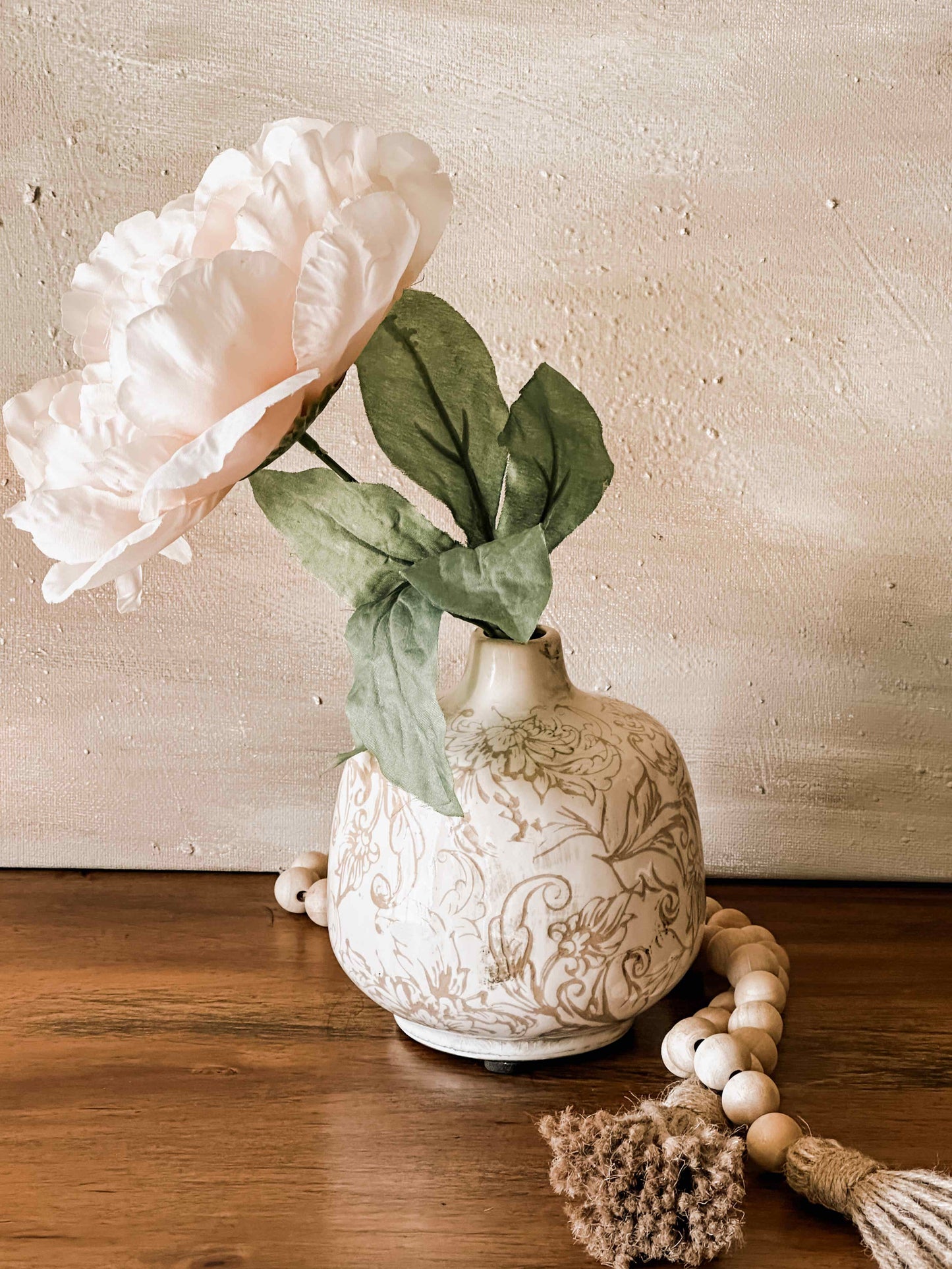 Cream Floral Bud Vase