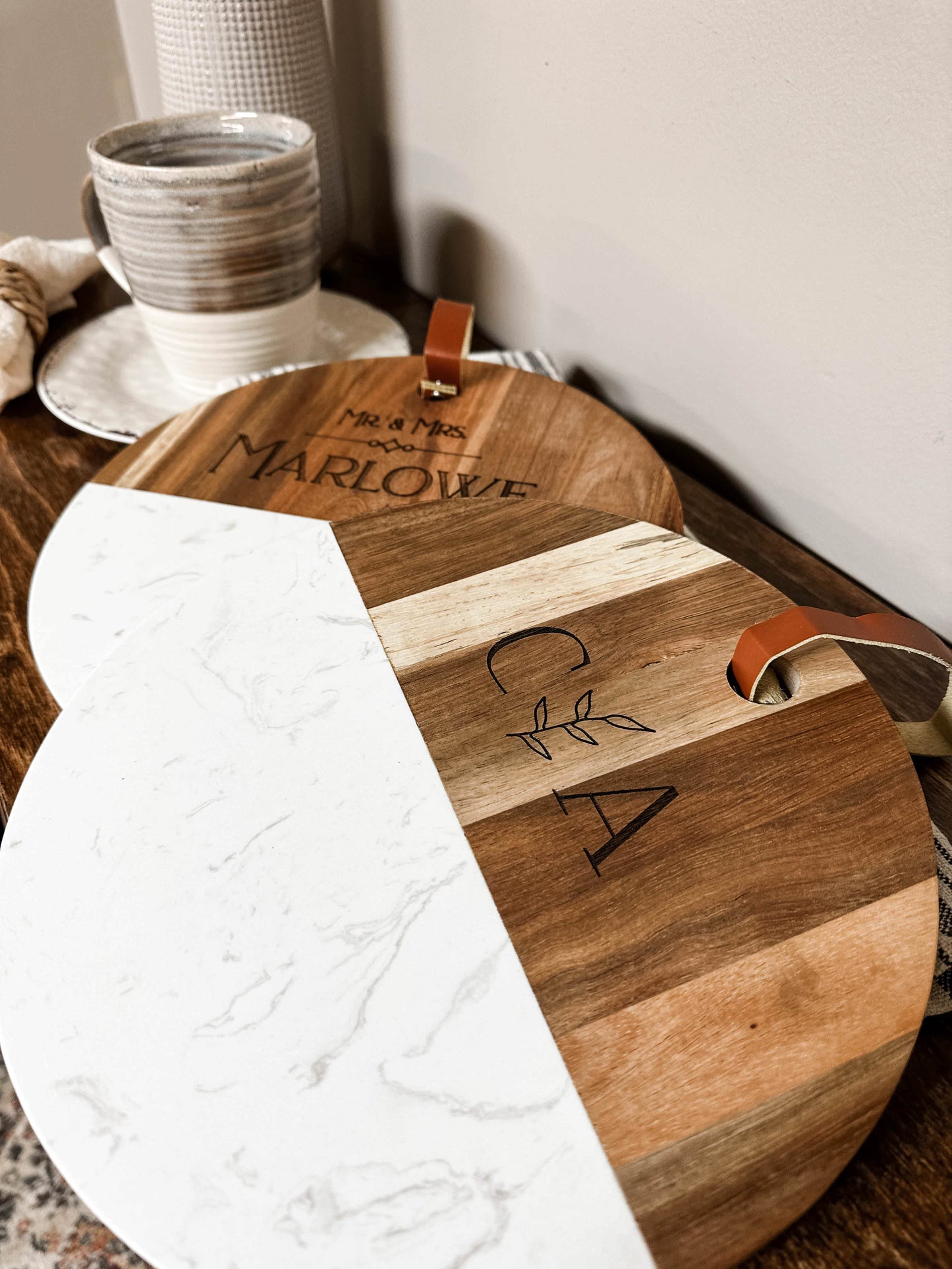 Marble and wood cutting board