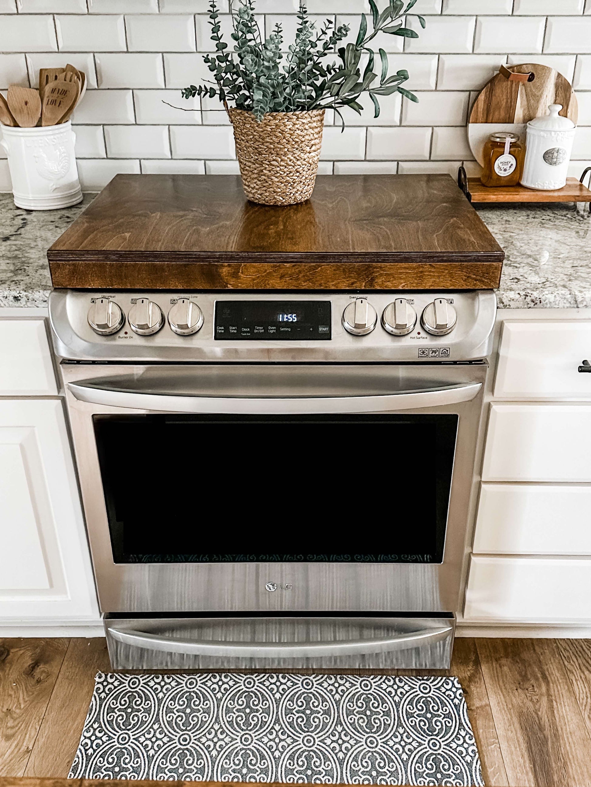 Stove top cover wood-noodle board-electric stove cover-kitchen decor-wood  cooktop cover-rustic stove top cover for flat top stove-gas stove