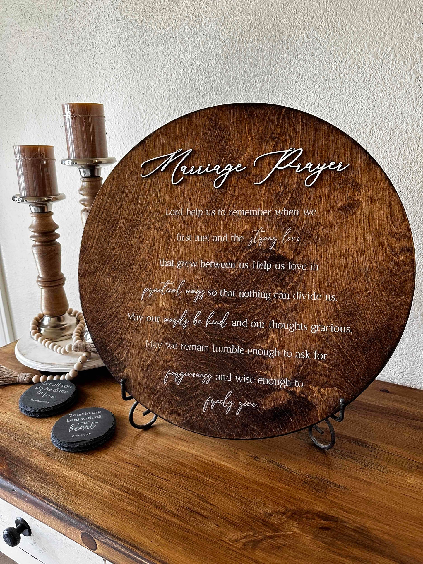 Marriage Prayer Wood Round Sign