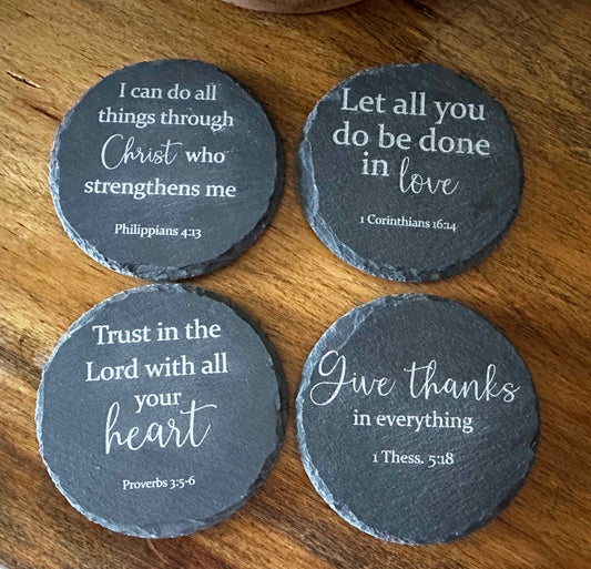 Engraved Religious Inspiration Slate Coasters
